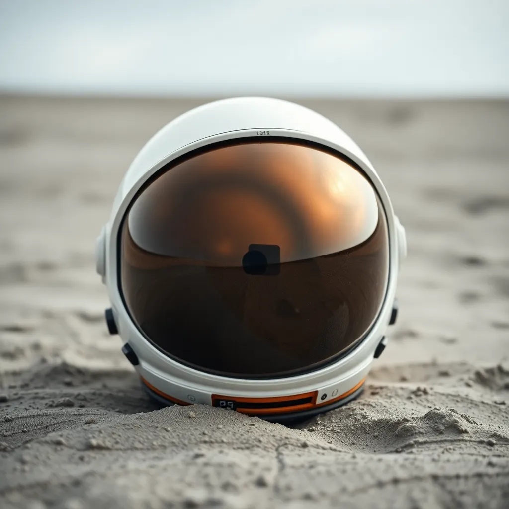 Astronaut Helmet on Lunar Surface