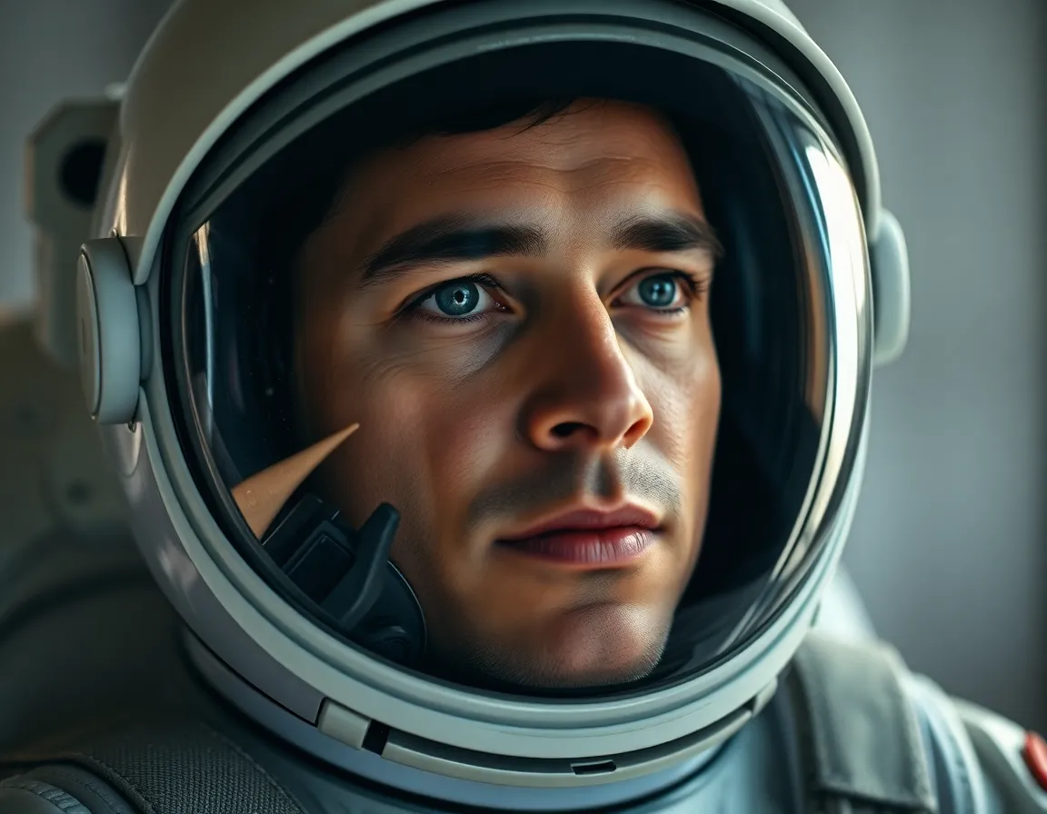 Close-Up Portrait of Astronaut in Helmet