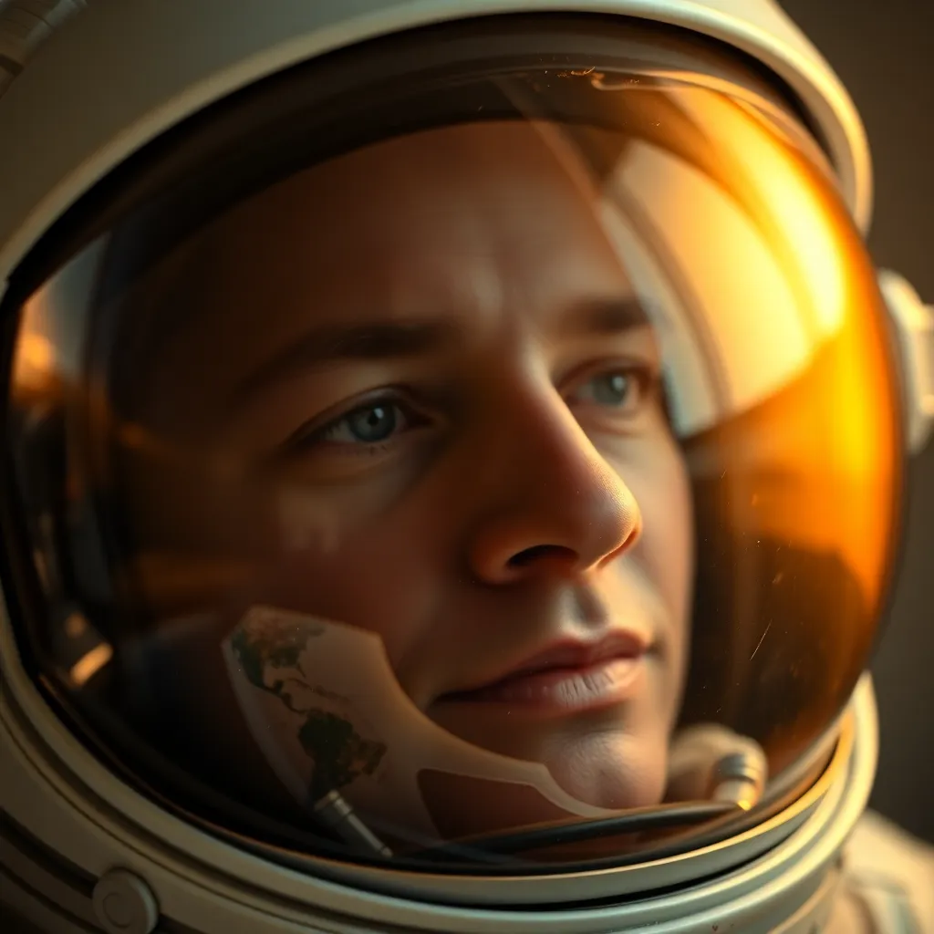 Close-Up of Astronaut Helmet Reflections