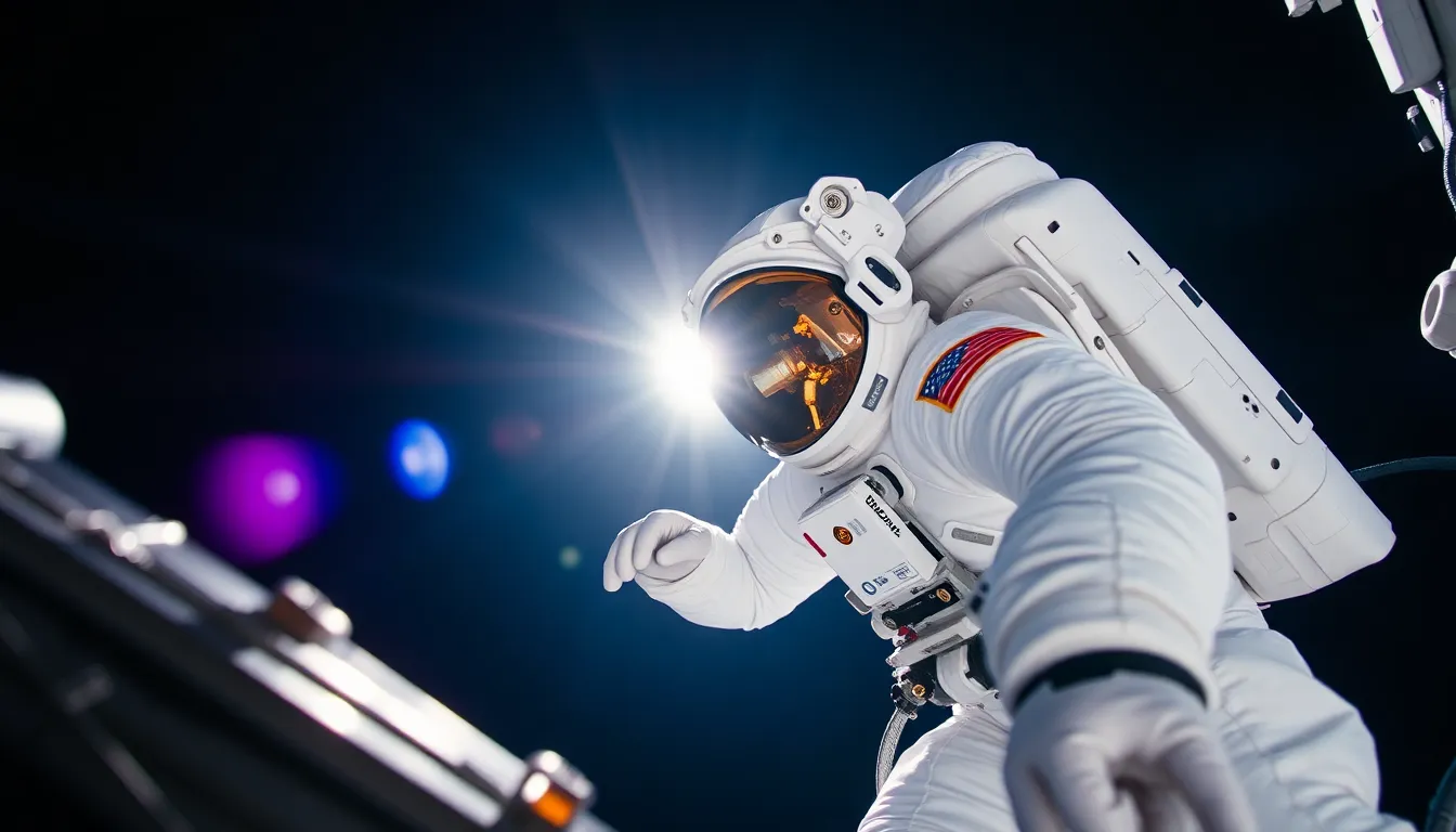 Astronaut Conducting Spacewalk Repairs