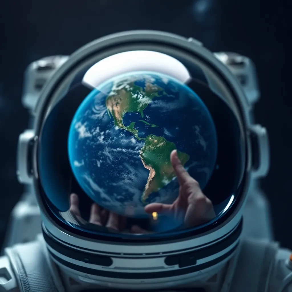 Reflection of Earth in Astronaut's Helmet