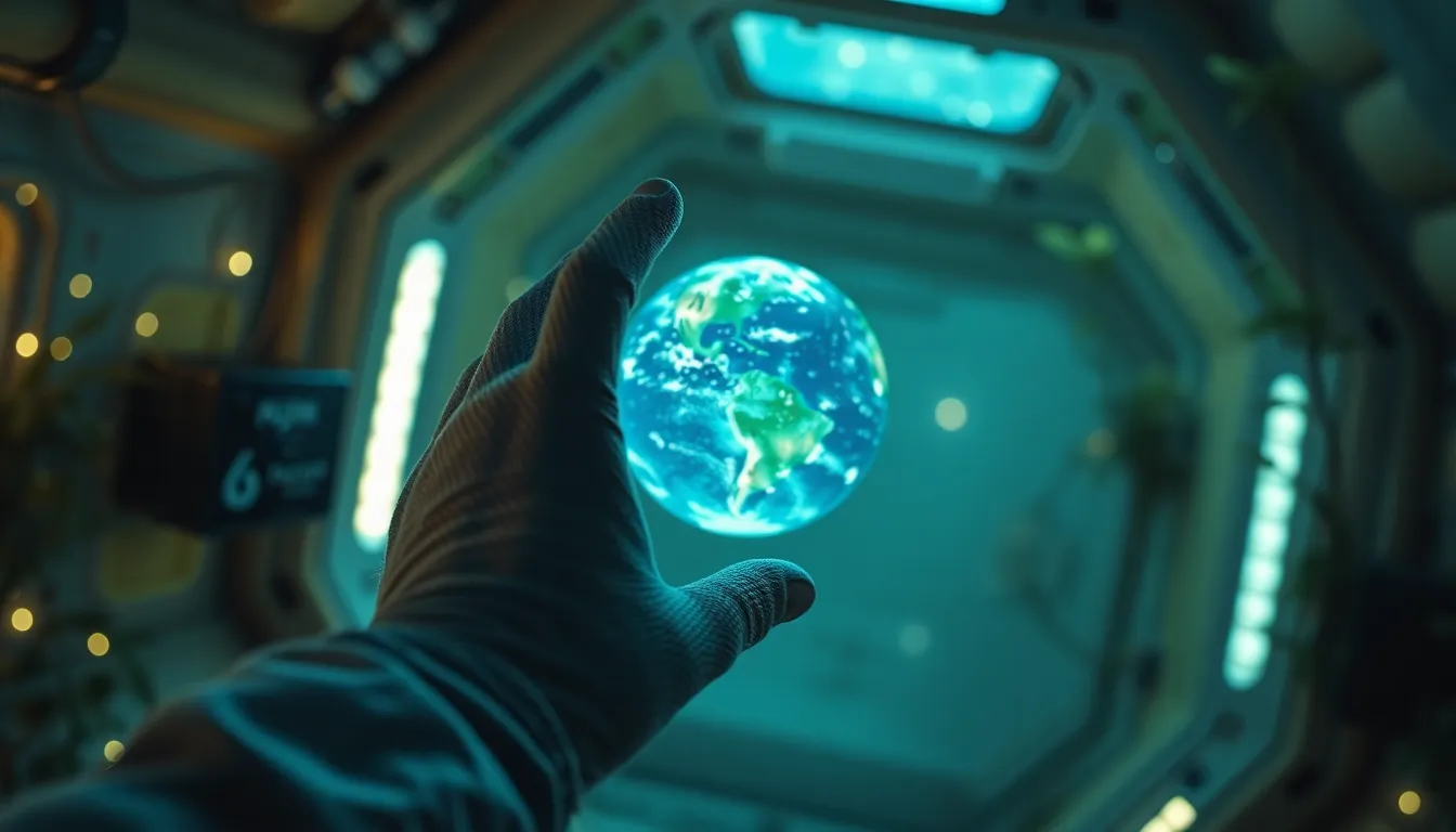 Astronaut Reaching for Earth from Space