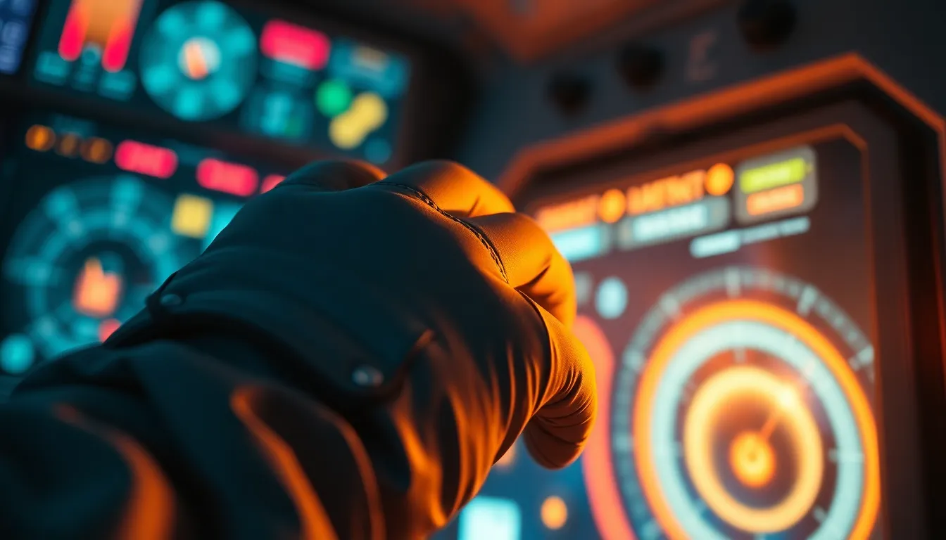 Close-Up of Astronaut's Hand on Control Panel