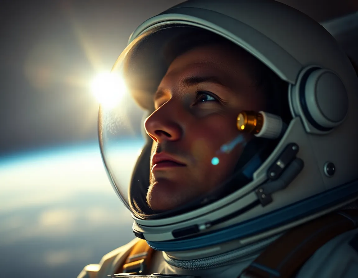 Astronaut Gazing Thoughtfully into Space