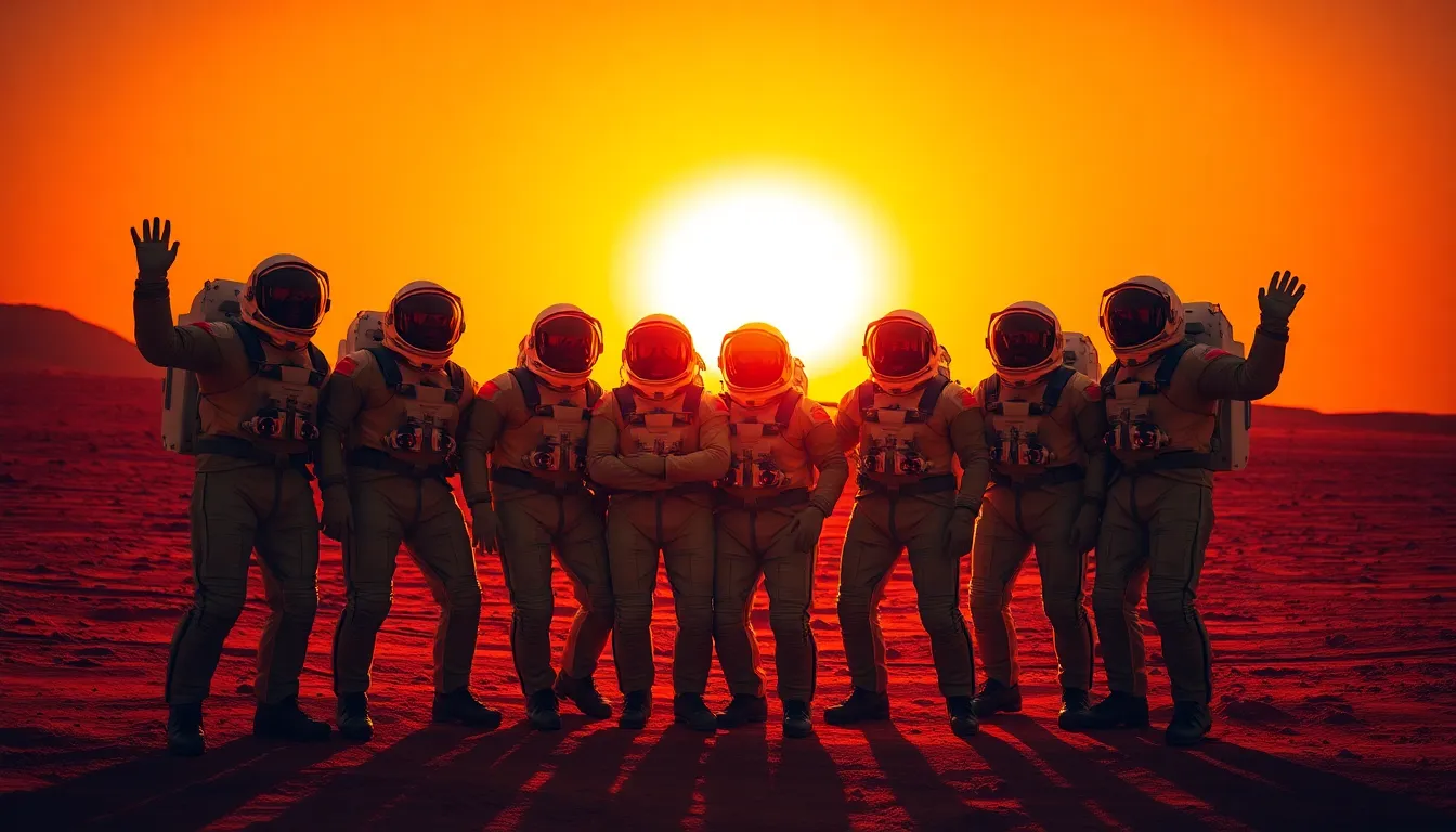 Astronauts Celebrating on Mars