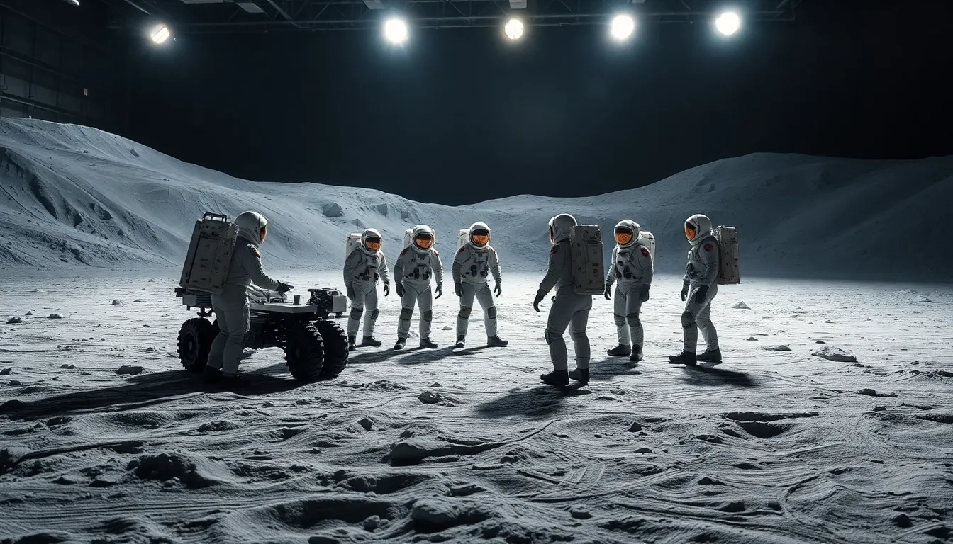 Astronaut Training Exercise on Lunar Surface