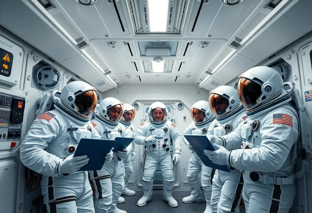 Astronauts Preparing for Launch in Space Module