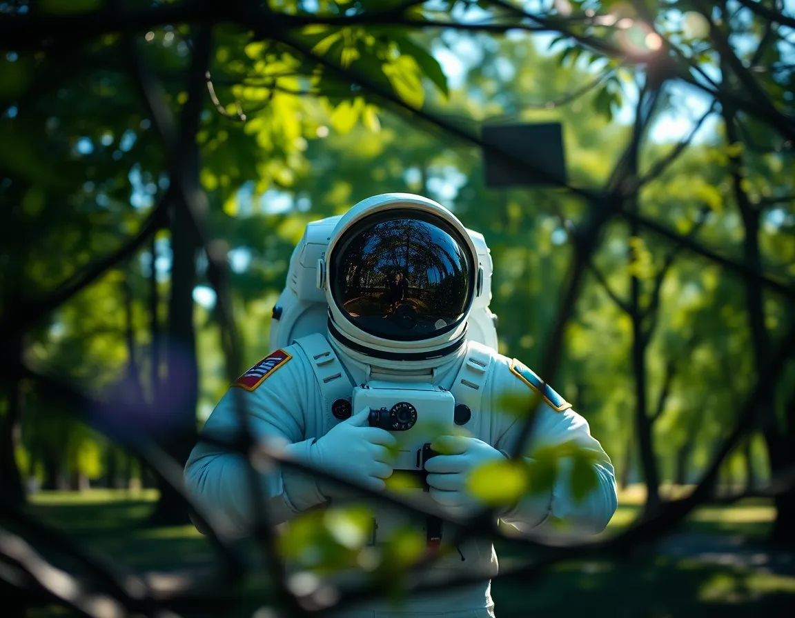 Astronaut Floating Inside Space Station with Earth View