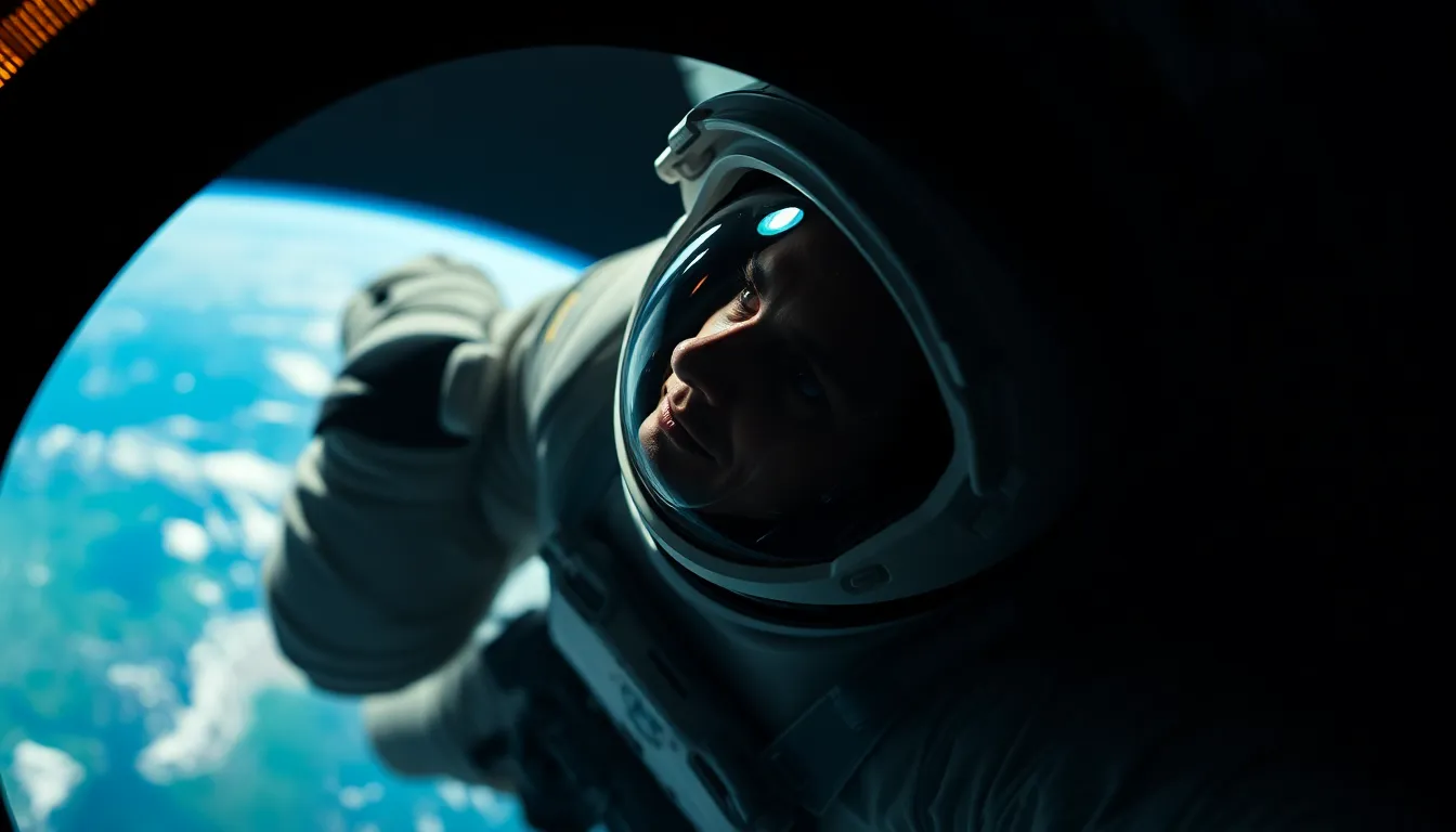 Astronaut in Awe of Earth from Space