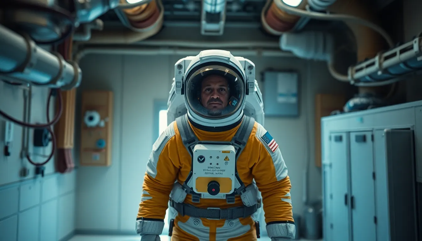 Astronaut in Space Mission Simulation Training