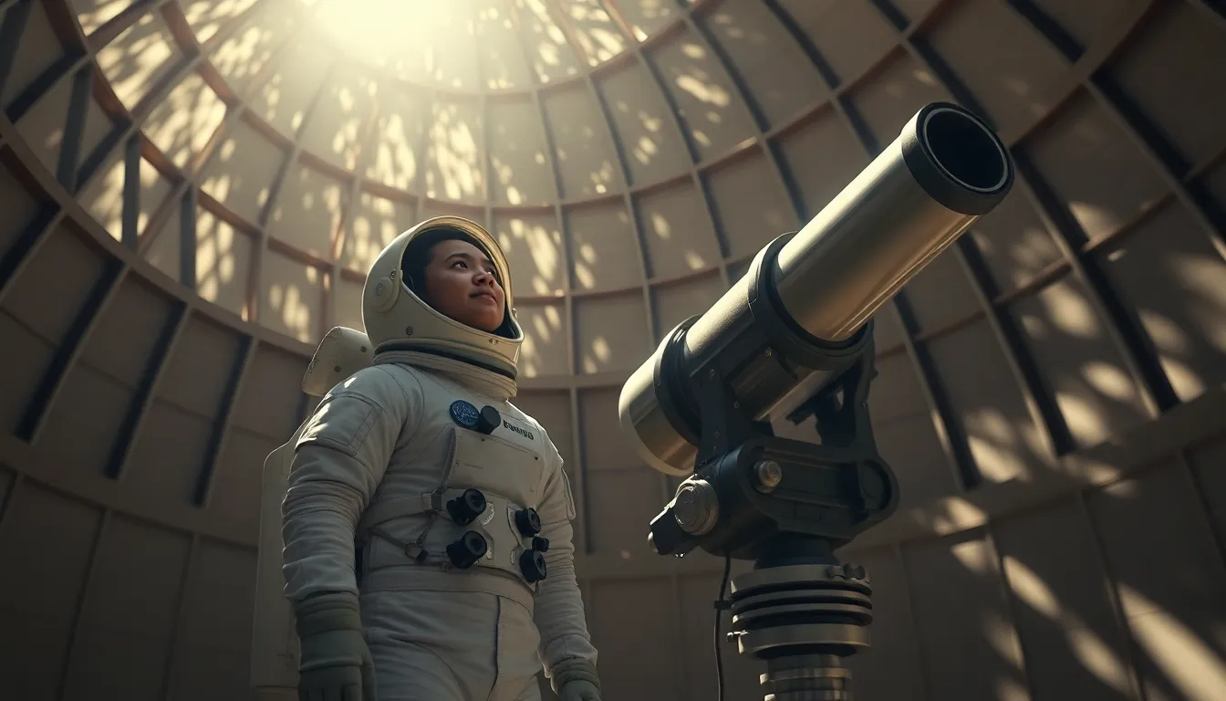 Astronaut in Observatory Gazing at the Stars
