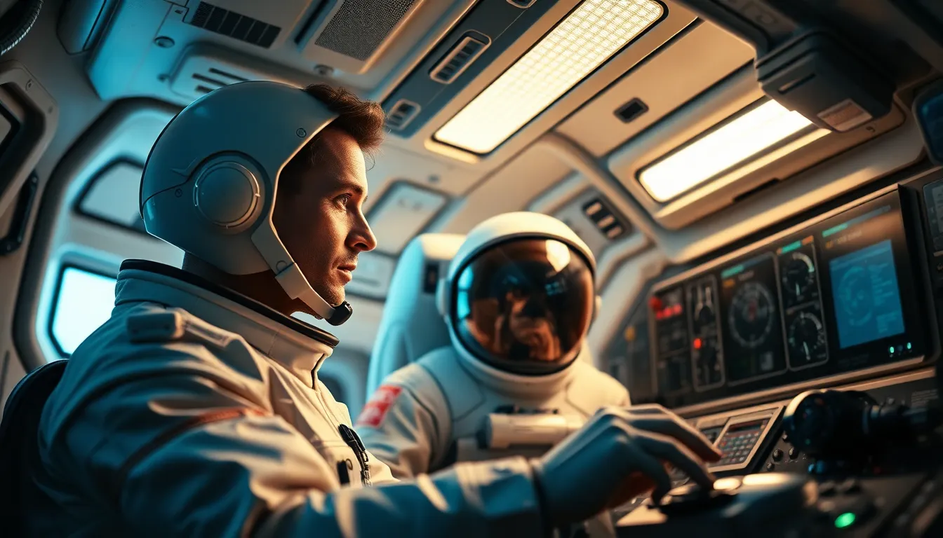 Astronaut Conducting Experiments in Spacecraft