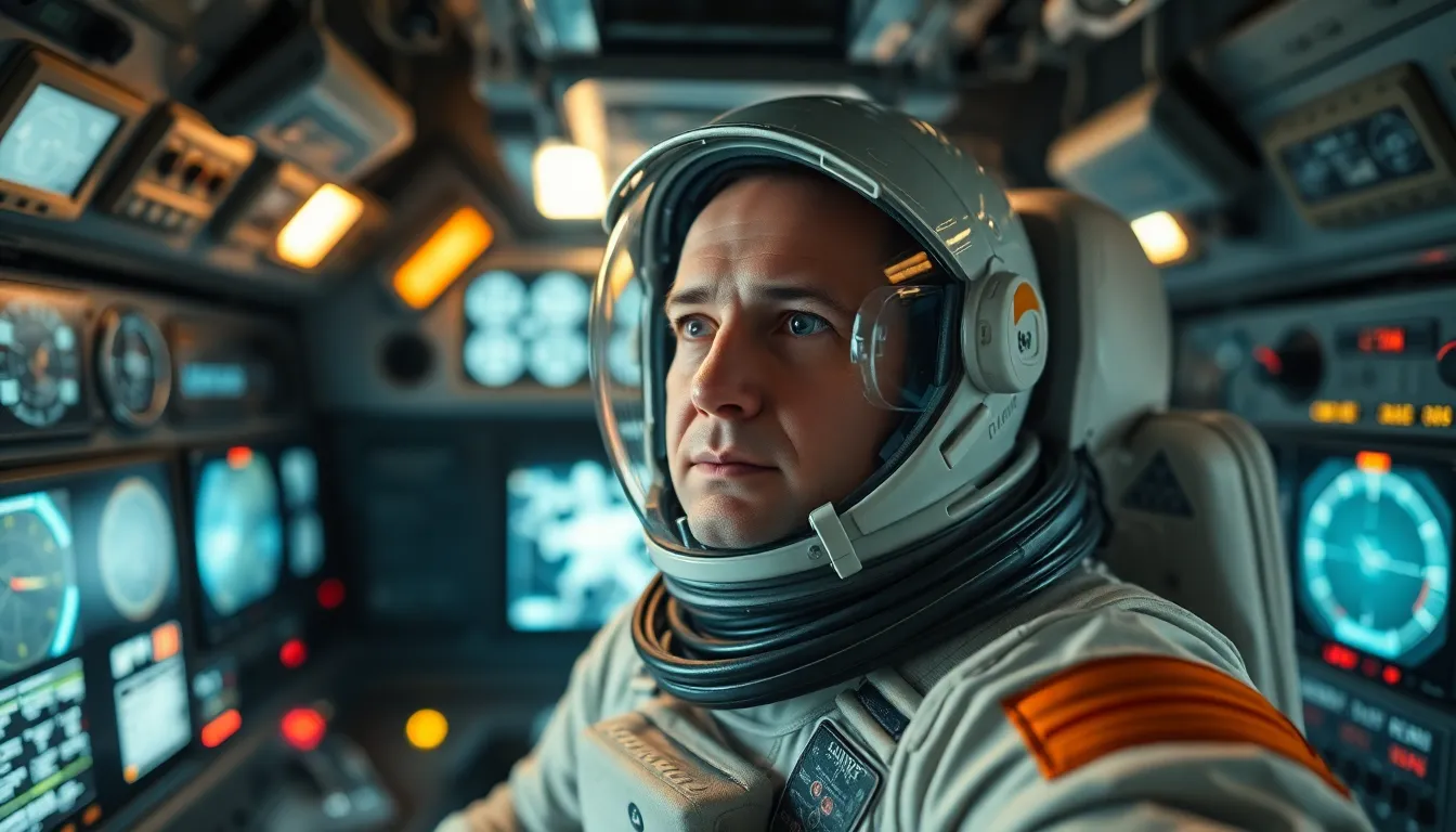 Astronaut in Spacecraft Cockpit