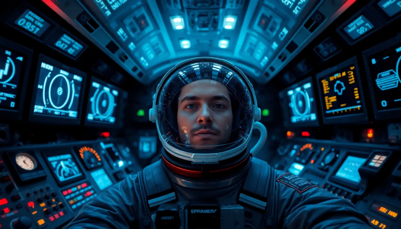 Astronaut in Cockpit During Space Launch