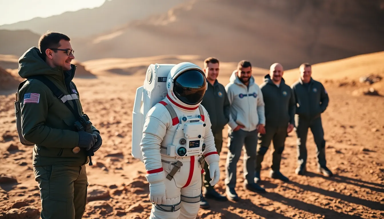 Astronauts Training on Simulated Martian Landscape