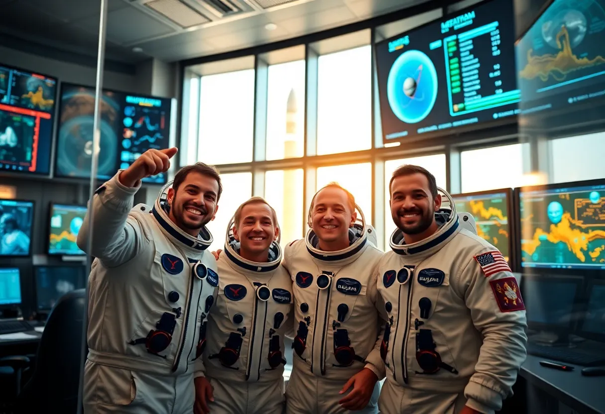 Astronauts Celebrating After Launch