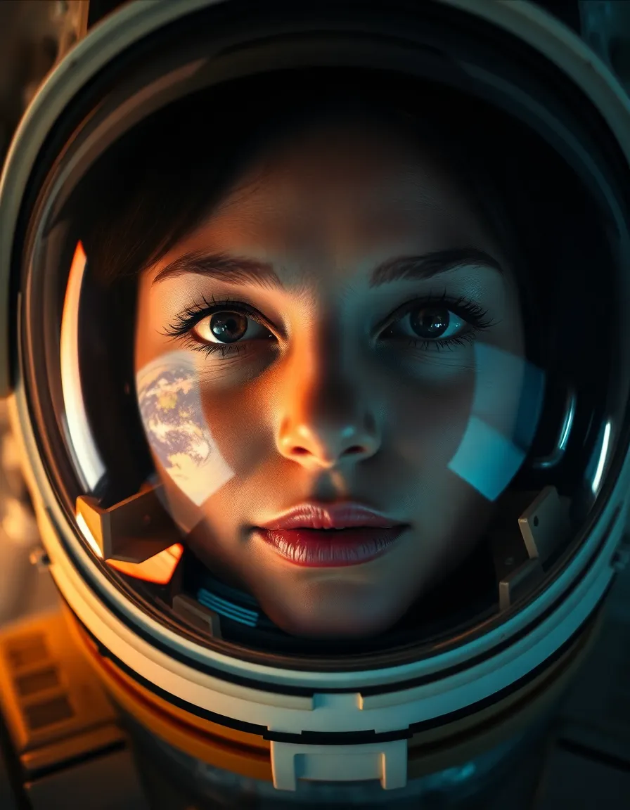 Astronaut Portrait with Earth Reflection