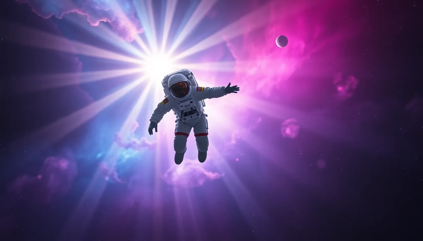 Astronaut Floating in a Nebula