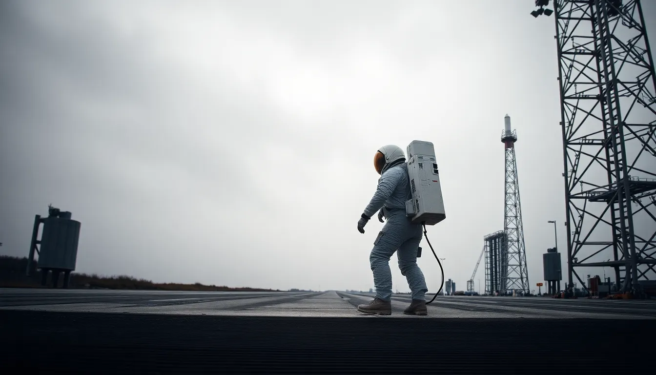 Astronaut Preparing for Liftoff on Launch Pad