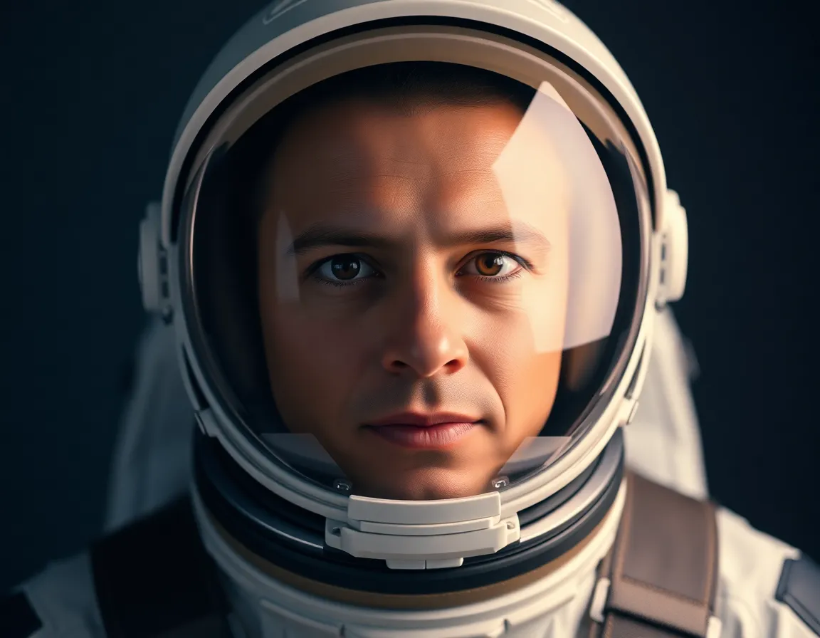 Close-Up Portrait of an Astronaut Inside Spacecraft