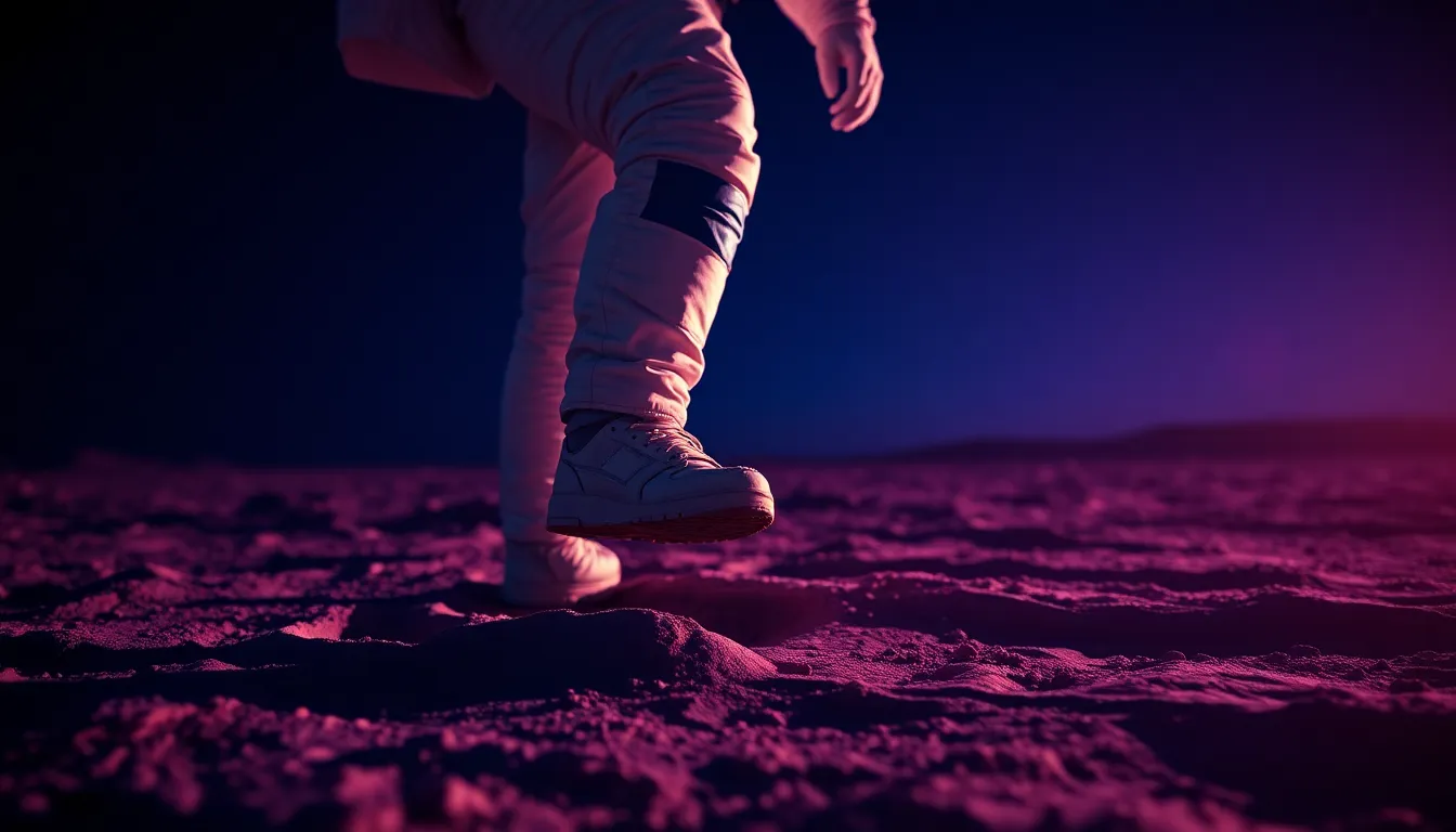 Astronaut Stepping onto Lunar Surface