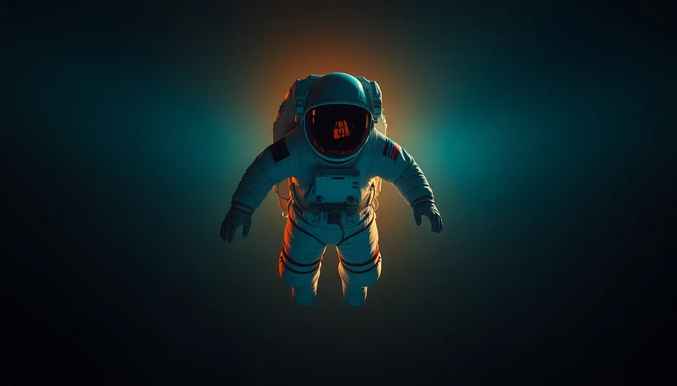 Astronaut Simulating Spacewalk in Studio