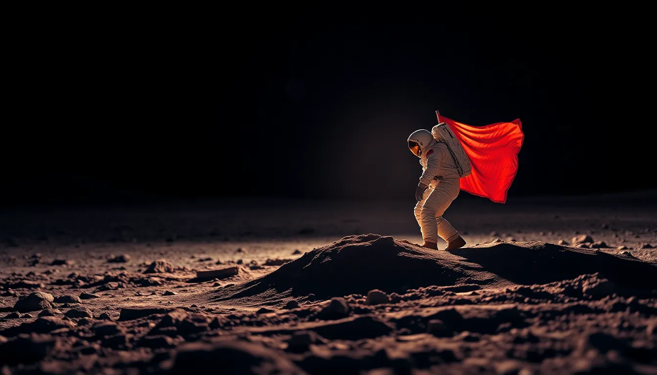 Astronaut Planting a Flag on the Moon