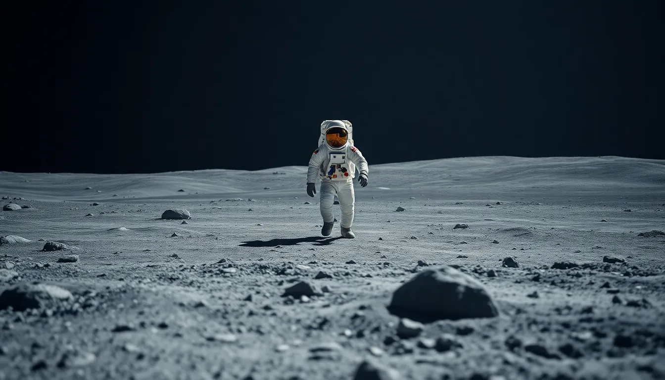 Astronaut Walking on Lunar Surface