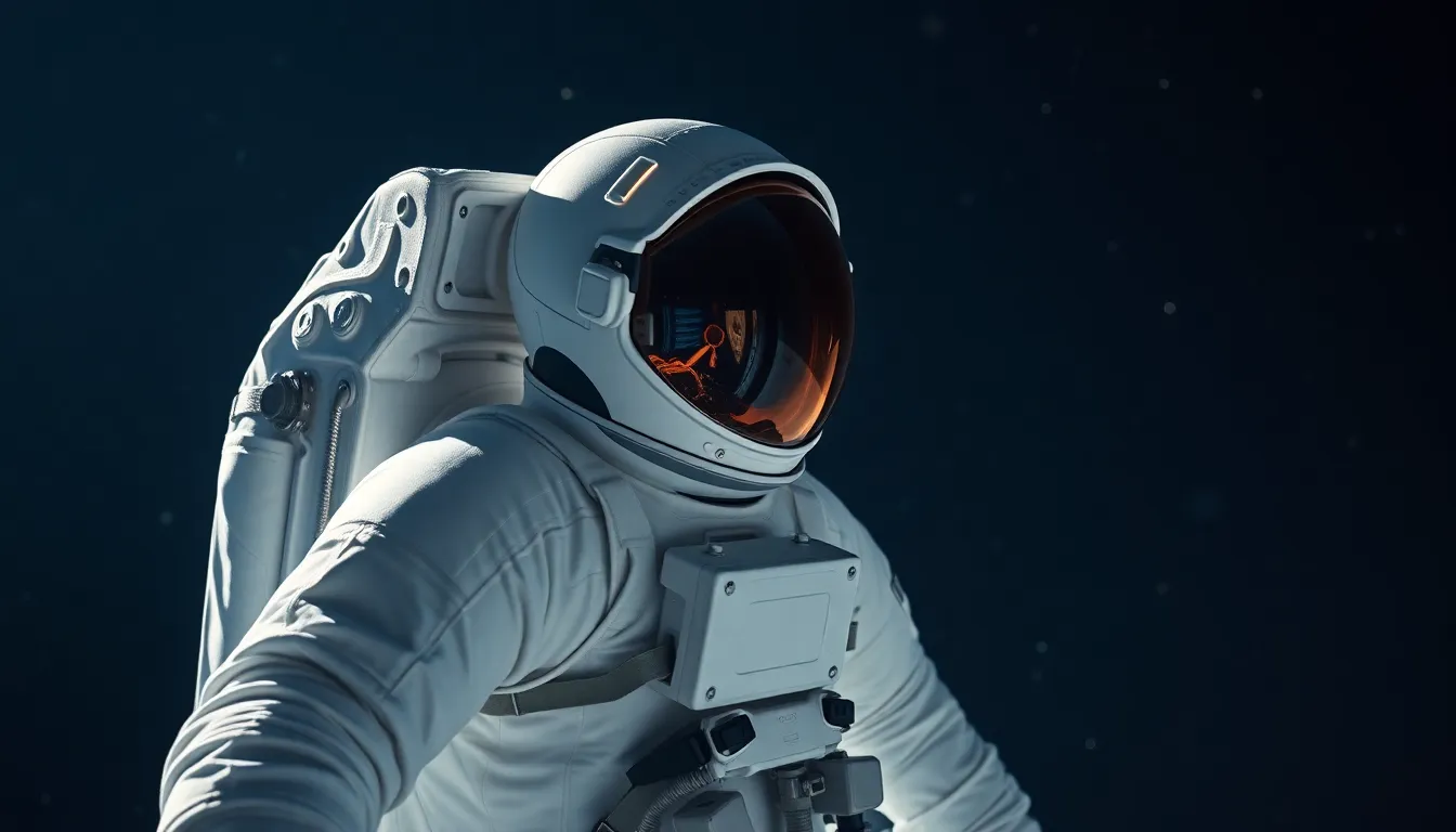 Astronaut in Zero-Gravity Space Station
