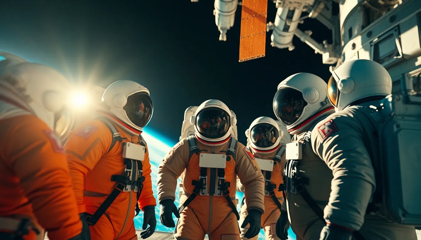 Astronauts Preparing for Spacewalk Outside ISS