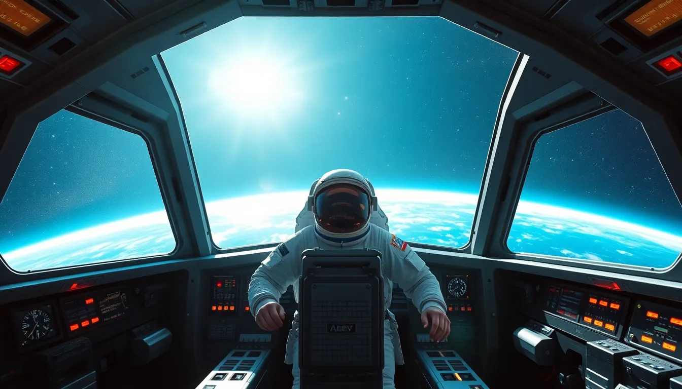 Astronaut in Spacecraft Cockpit