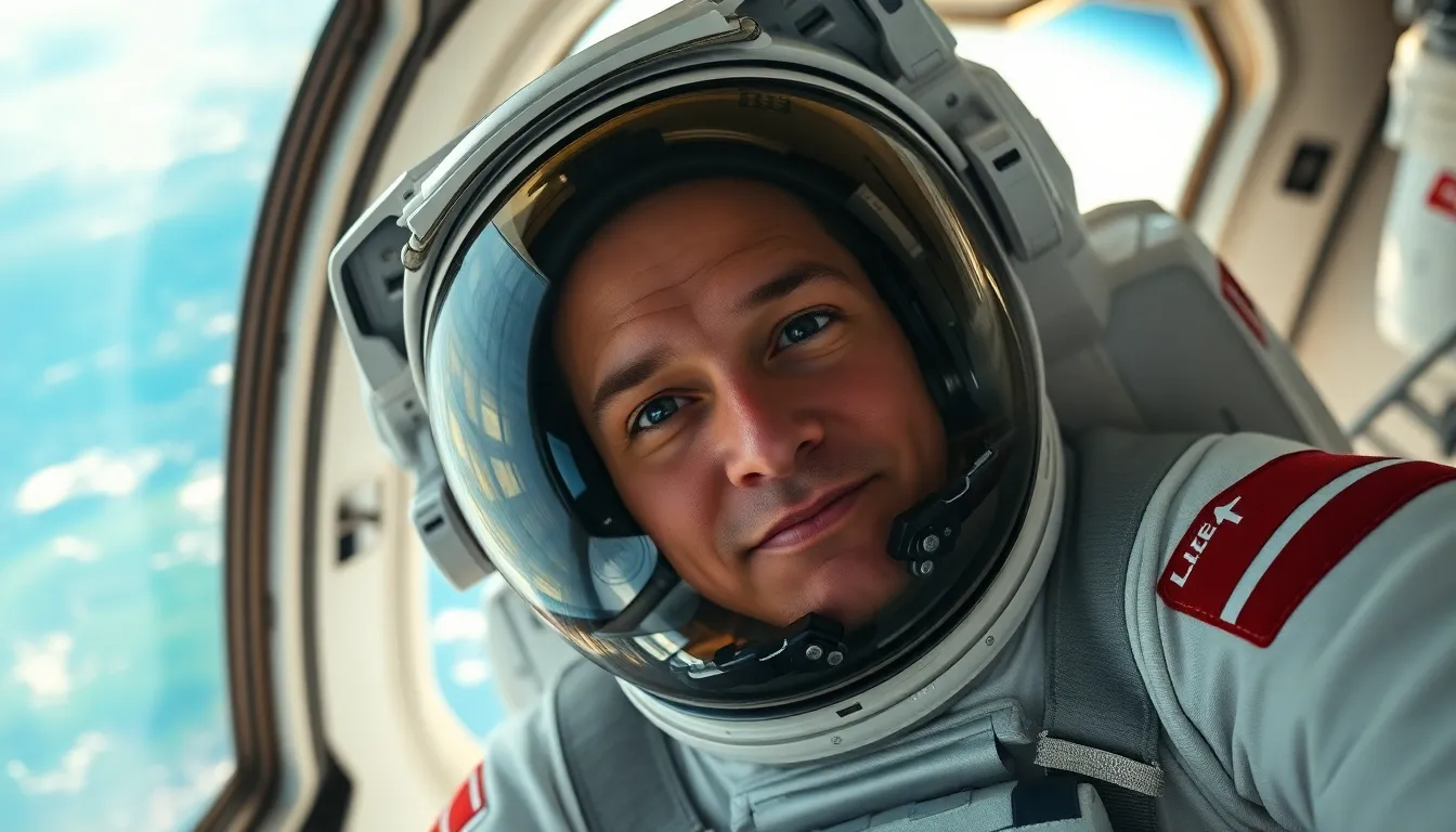 Astronaut Observing Earth from ISS