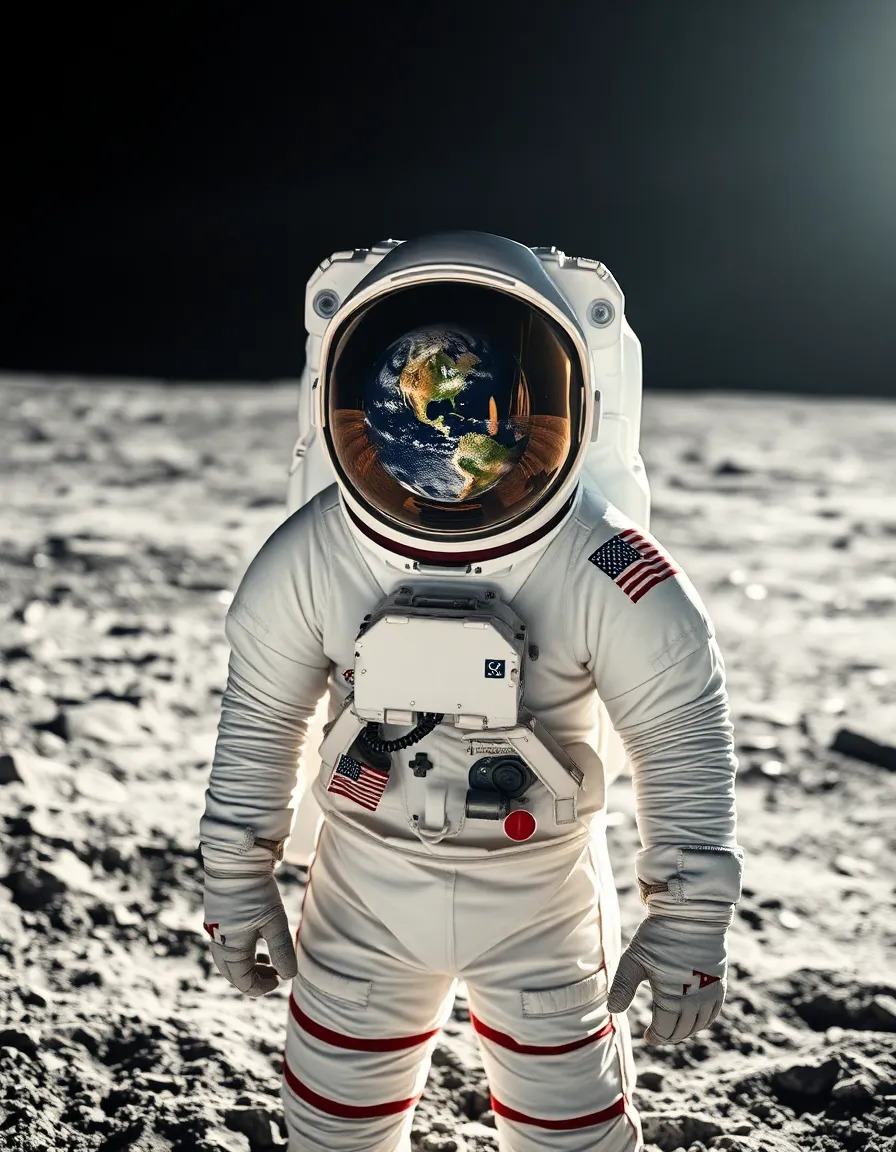 Astronaut in Space Habitat Contemplating the Universe