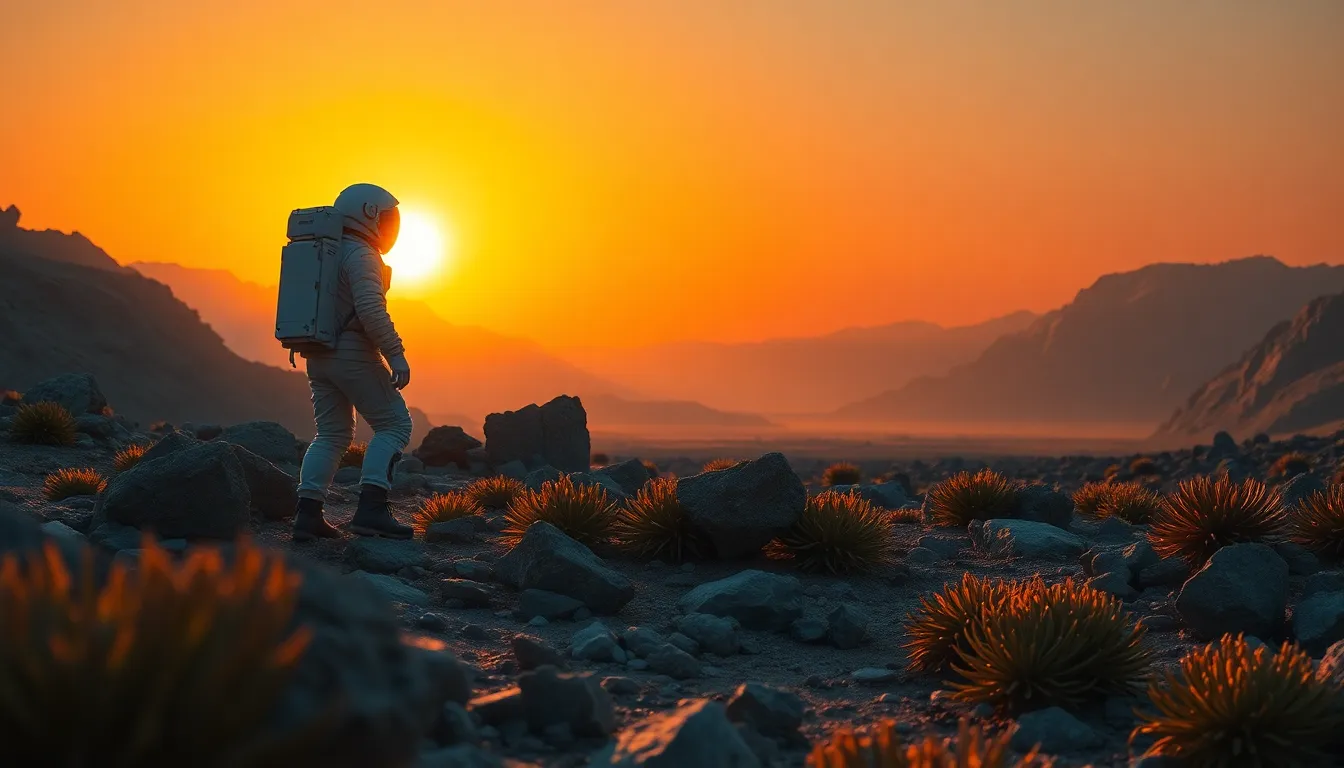 Astronaut on Alien Planet at Dawn