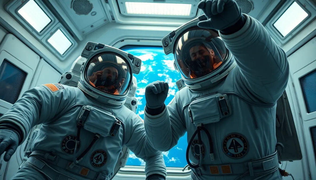 Astronauts Collaborating in International Space Station