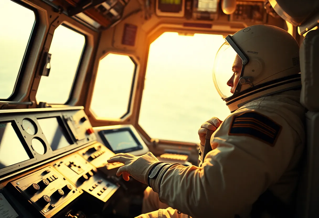 Astronaut Inside Space Station Cabin