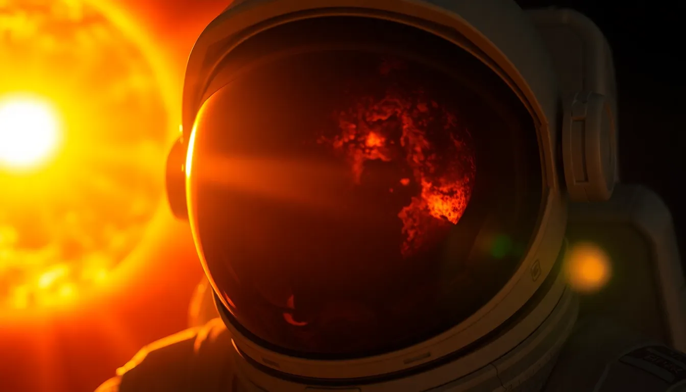 Astronaut Under Solar Flare