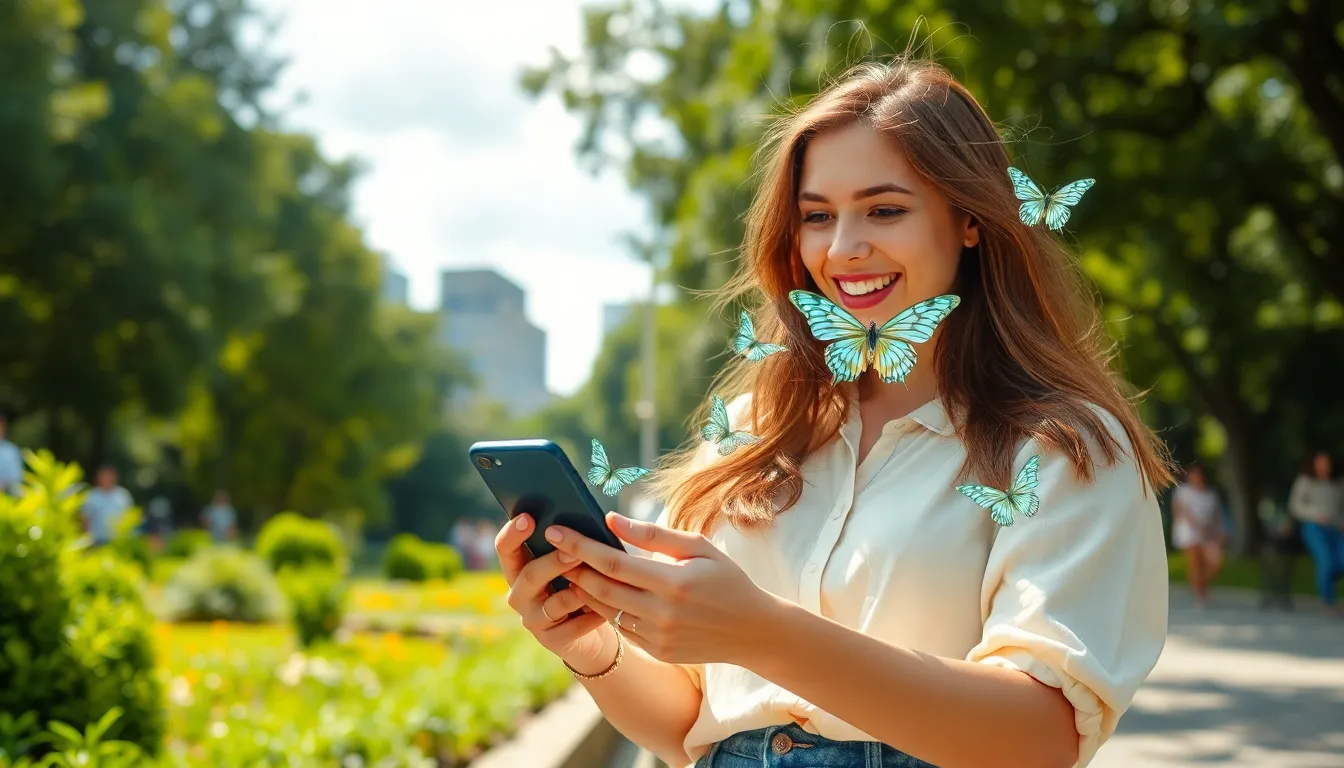 Augmented Reality Art Installation in Cityscape A stunning sunset backdrop highlights an outdoor augmented reality event where city dwellers experience interactive digital art projected on skyscrapers. The rich oranges and purples of the sky enhance the scene's warmth, while the crowd's excitement is palpable. The use of leading lines from illuminated streetlights directs attention to the vibrant displays, bringing a futuristic flair to the urban setting. Details of the cityscape and the AR installations create a captivating and immersive atmosphere.