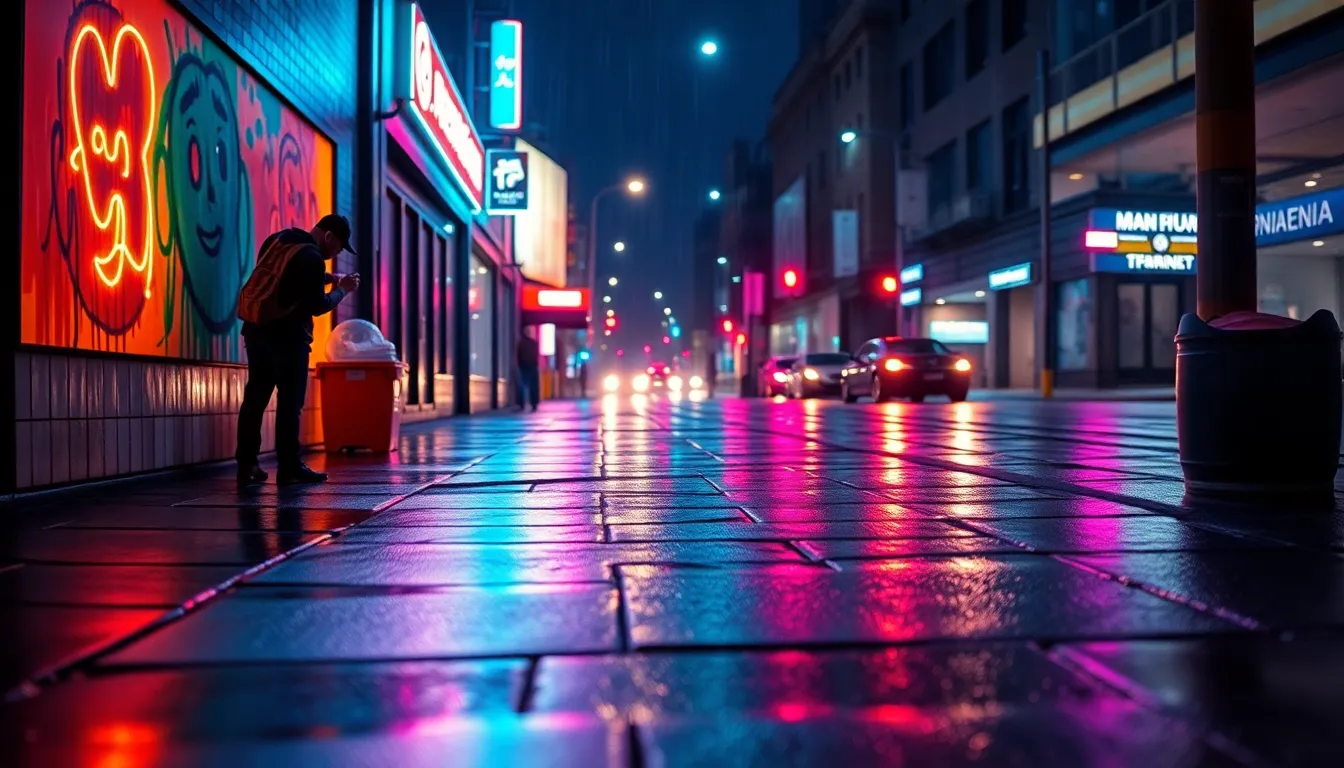 Street Artist Creating Augmented Reality Art