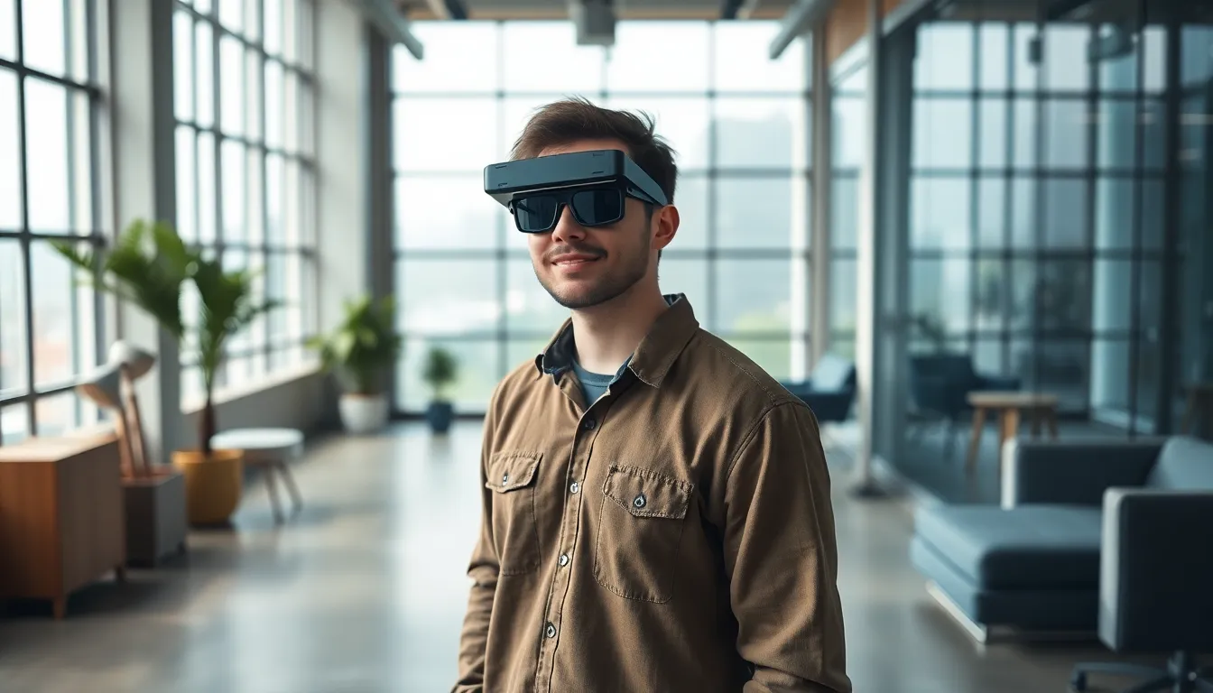 Tech-Savvy Individual with Augmented Reality Glasses