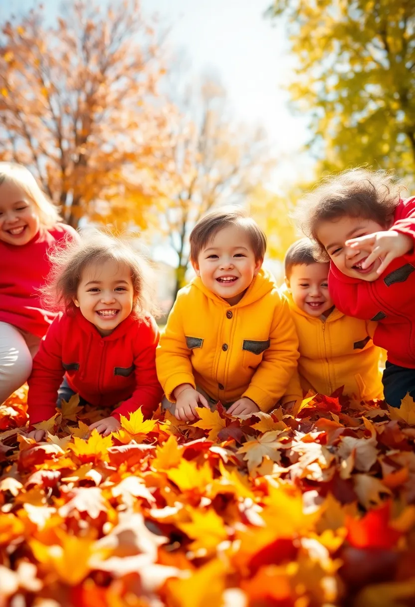 Dappled Sunlight in Autumn Forest Path