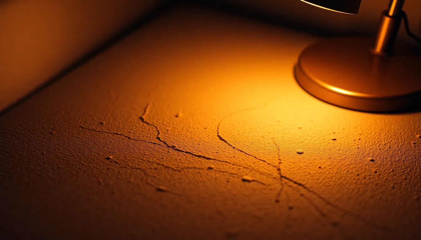 This abstract background highlights the intricate textures of an earthy surface illuminated by warm tungsten light. The selective focus sharpens attention on the material's details while the surrounding areas gently fade into darkness. The muted, natural color palette enhances the warm and inviting atmosphere. This image is perfect for adding depth and complexity to design projects.