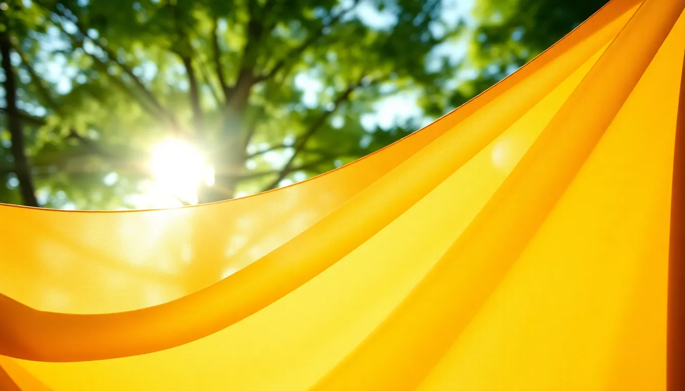 This captivating abstract image features flowing organic fabric illuminated by dappled sunlight filtering through a tree canopy. The warm, inviting colors reminiscent of Kodak Portra 400 highlight soft textures and gentle folds. The golden ratio composition effectively leads the viewer's eye, evoking a sense of tranquility and natural grace.
