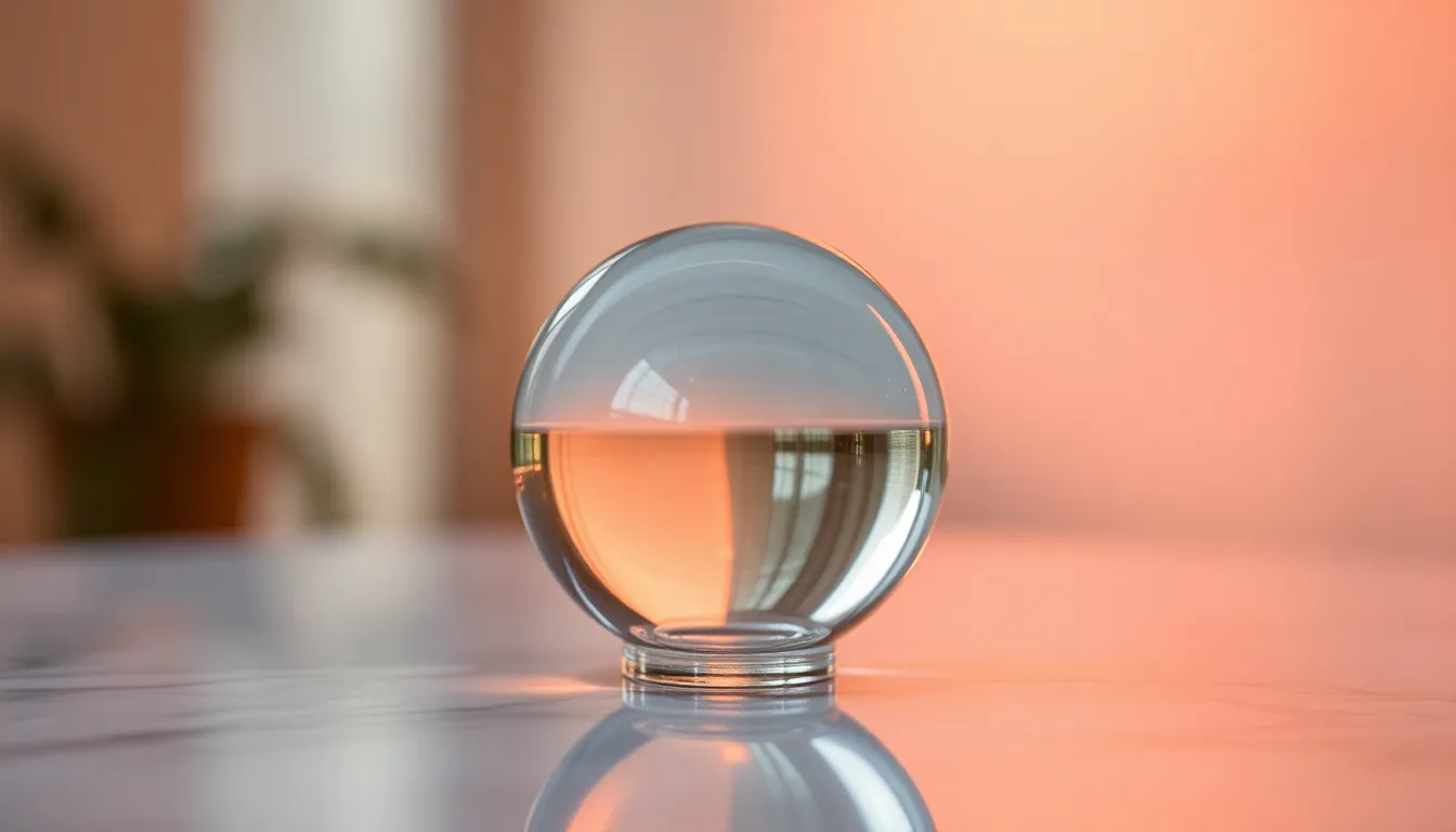 Delicate Glass Orb on Marble Background