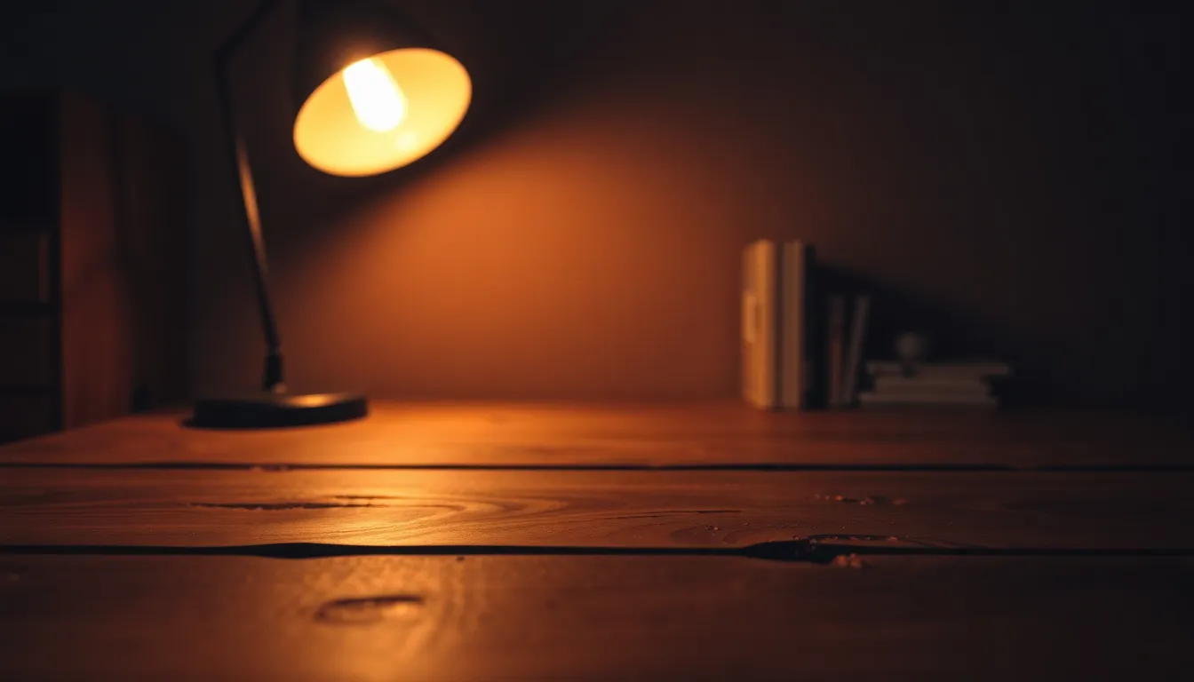 An intimate background featuring a richly textured wooden surface illuminated by the warm glow of a tungsten lamp. The directional light creates captivating highlights and shadows, while the selective focus enhances the wood's natural grain. Warm, muted tones evoke a cozy atmosphere, making this backdrop ideal for lifestyle or interior design imagery.