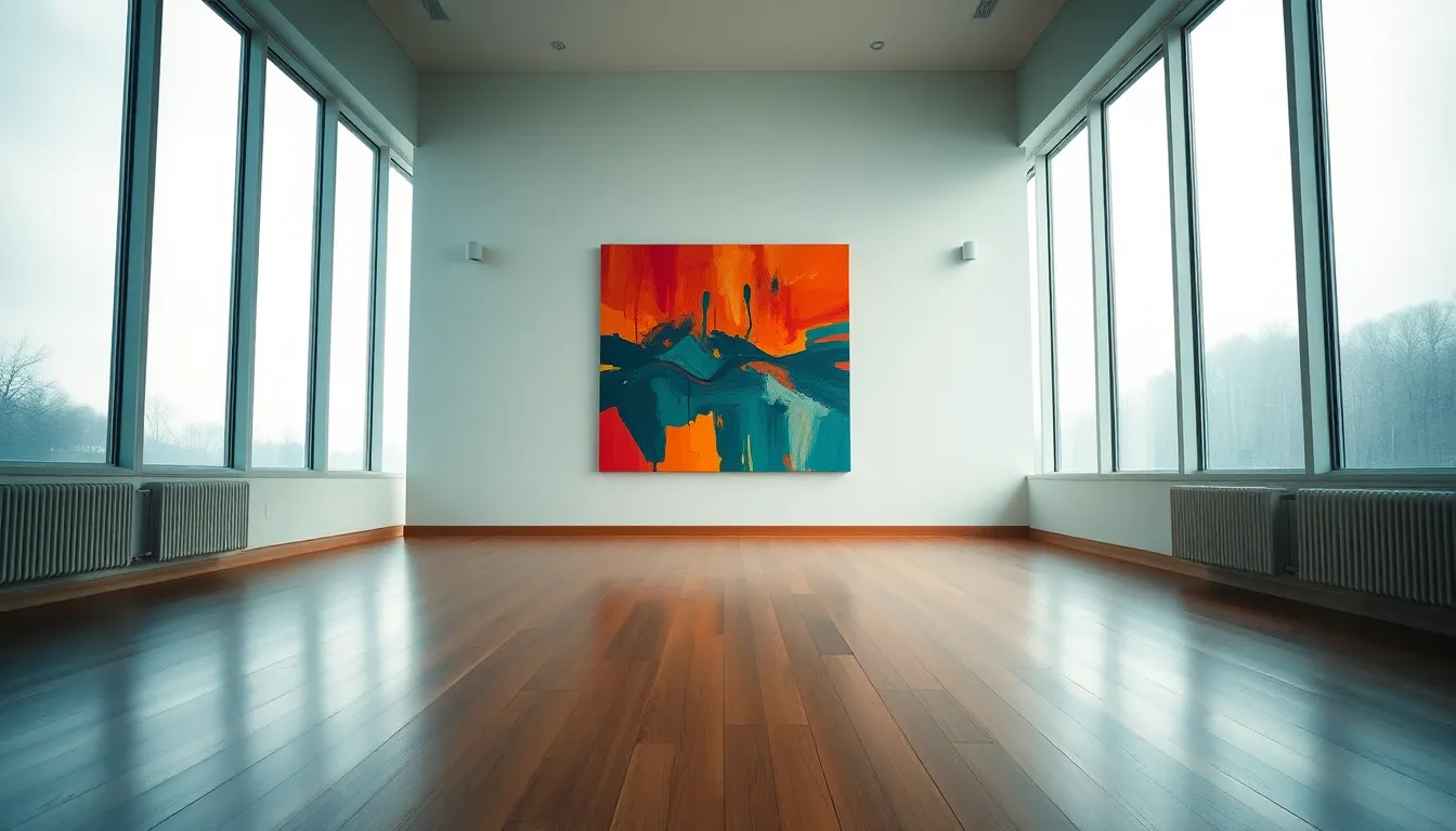 Vibrant Abstract Painting Interior Scene