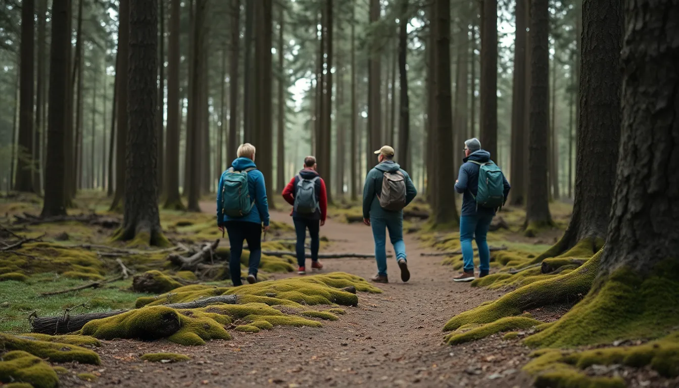Backpackers Enjoying A Quiet Moment In The Forest