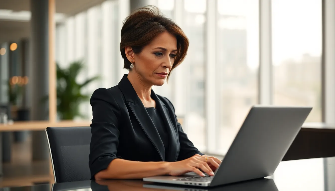 Professional Woman Working in Modern Office
