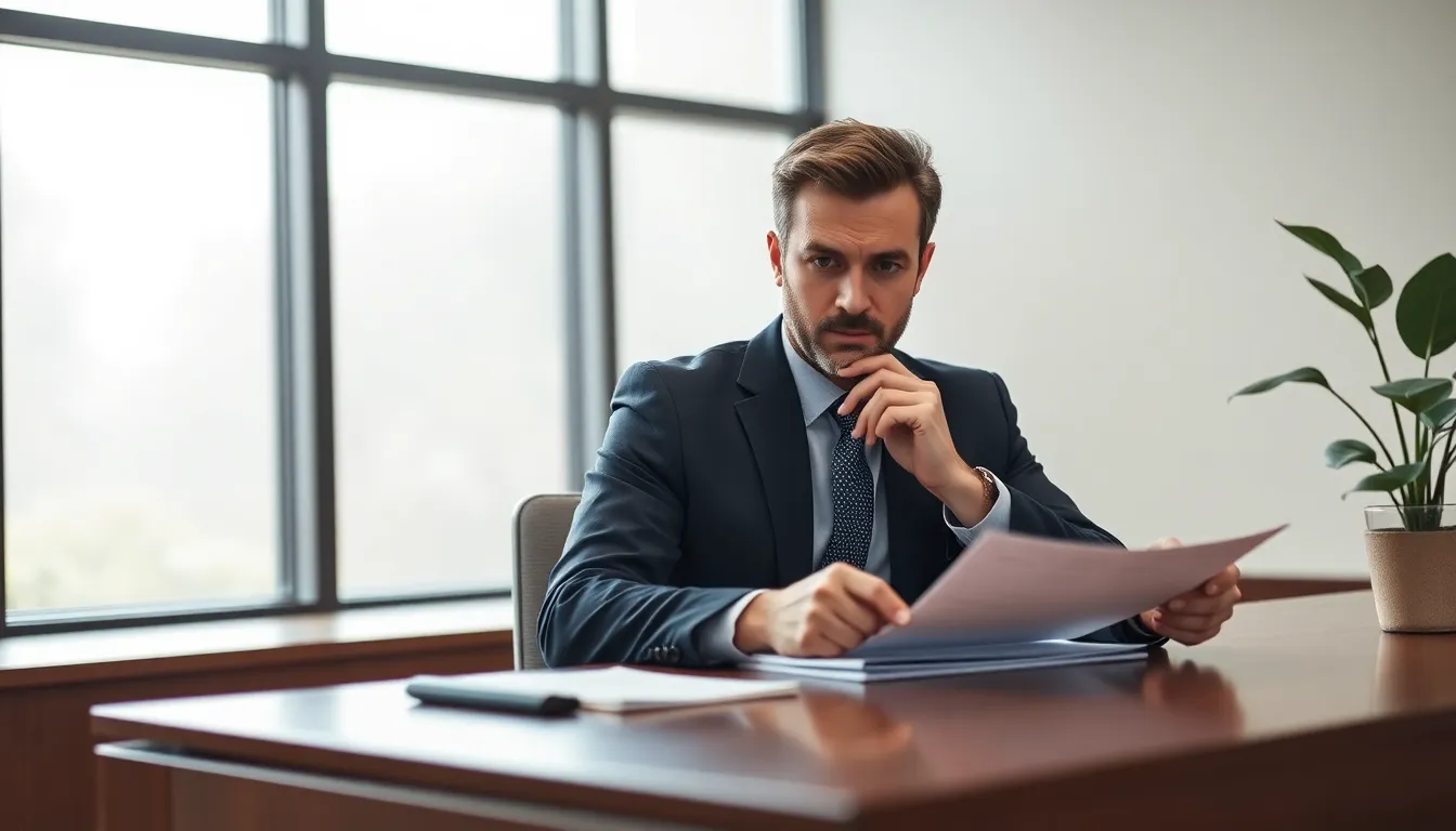 Professional Banker Reviewing Financial Documents
