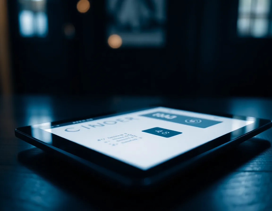 Abstract View of Digital Banking Interface on Tablet